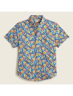 Short-sleeve slub cotton shirt