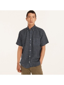 Short-sleeve linen shirt in print