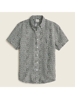 Short-sleeve linen shirt in print