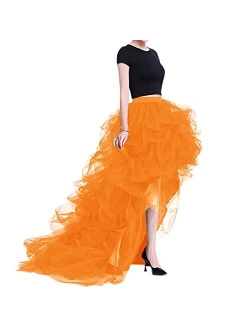 WDPL Women's Long High Low Ruffles Party Tulle Skirt