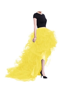 WDPL Women's Long High Low Ruffles Party Tulle Skirt