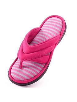 Zizor Women' s Original Stripes Memory Foam Flip Flop Slipper with Memory Foam, Ladies' Summer Spa Thong Slipper