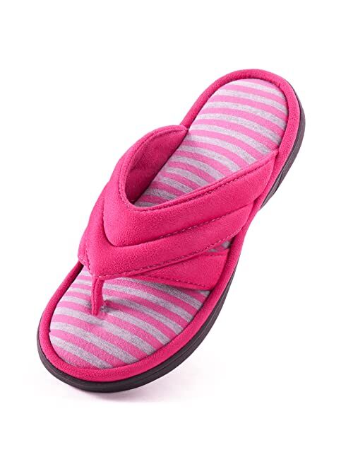 Zizor Women' s Original Stripes Memory Foam Flip Flop Slipper with Memory Foam, Ladies' Summer Spa Thong Slipper