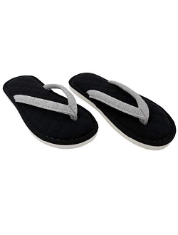 ofoot Women's Cozy Cotton Spa Thong Flip Flops House Slippers,Thick Memory Foam Open Toe Slip On Indoor Shoes