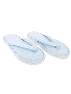 ofoot Women's Cozy Cotton Spa Thong Flip Flops House Slippers,Thick Memory Foam Open Toe Slip On Indoor Shoes