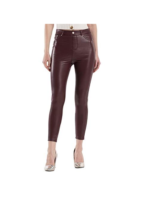 Tagoo Faux Leather Leggings for Women High Waisted Pleather Pants Stretch Tights with Pockets