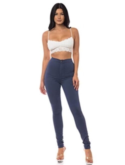 Ap Blue Aphrodite High Waisted Jeans for Women - High Rise Waist Skinny Slim Fit Stretch Casual Denim Pants with Back Pockets