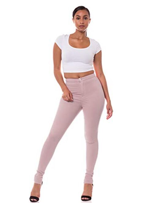 Ap Blue Aphrodite High Waisted Jeans for Women - High Rise Waist Skinny Slim Fit Stretch Casual Denim Pants with Back Pockets