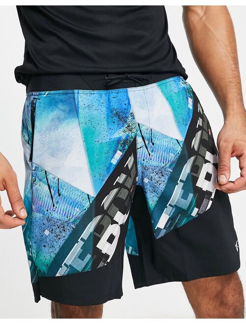 Reebok training AOP epic shorts in black