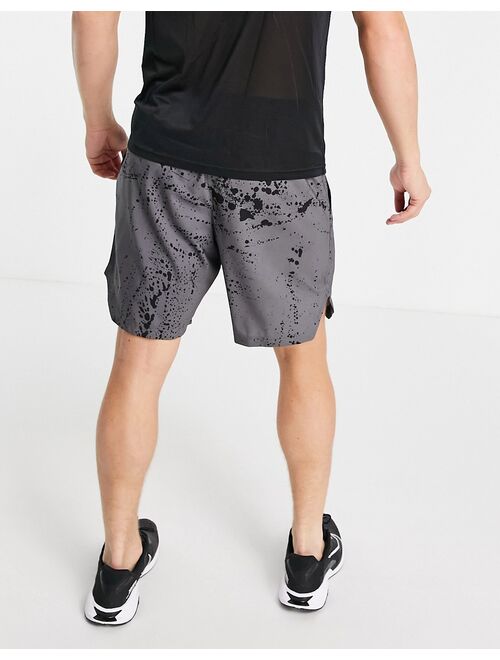 Reebok Workout Ready all over print shorts in cold gray - part of a set