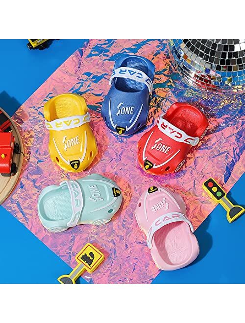 Jing Kai Cartoon Non-Slip Soft Sole Cute Car Shape Clog Slippers Mules Movable Straps Two USES Shoes