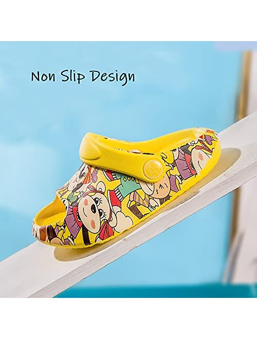 Kivors Cute Kids Clogs Boys Girls Cartoon Dinosaur Garden Shoes Summer Beach Pool Sandals Lightweight Non-Slip Open Toe Kids Slides Sandals