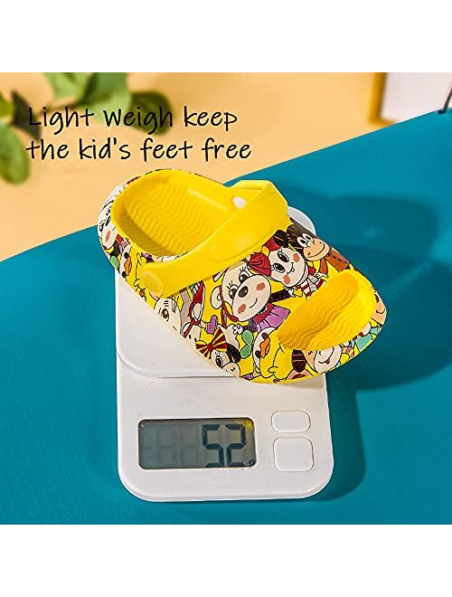 Kivors Cute Kids Clogs Boys Girls Cartoon Dinosaur Garden Shoes Summer Beach Pool Sandals Lightweight Non-Slip Open Toe Kids Slides Sandals