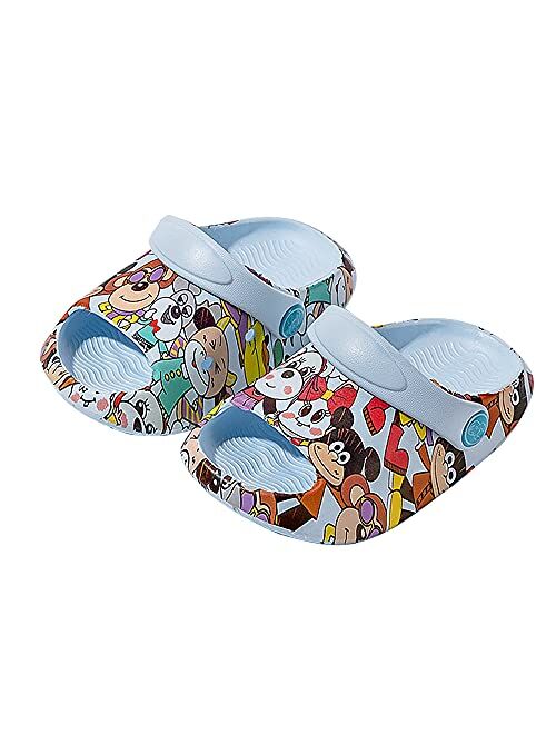 Kivors Cute Kids Clogs Boys Girls Cartoon Dinosaur Garden Shoes Summer Beach Pool Sandals Lightweight Non-Slip Open Toe Kids Slides Sandals