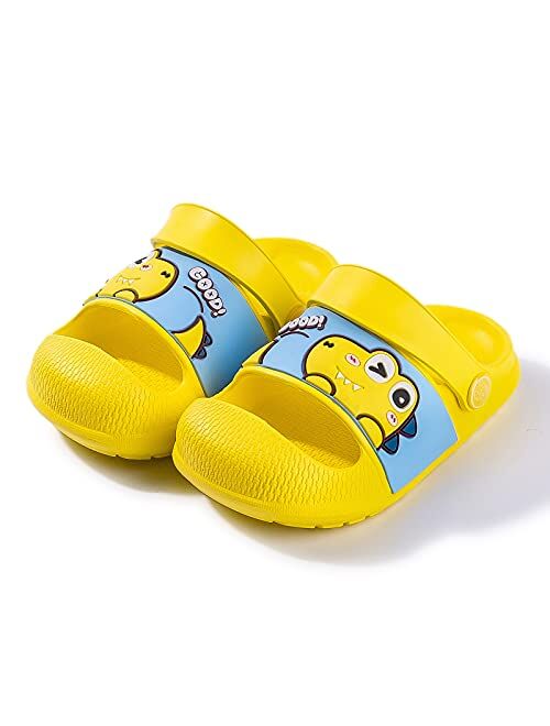 Kivors Cute Kids Clogs Boys Girls Cartoon Dinosaur Garden Shoes Summer Beach Pool Sandals Lightweight Non-Slip Open Toe Kids Slides Sandals