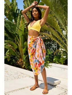 Keep Up the Sunshine Orange Multi Print Swim Cover-Up Scarf