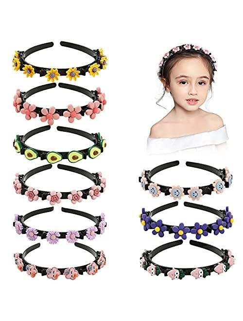 Emisscol 9 Pack Girls Headbands Cute Flower Fruit Hair Bows Children Baby Girls Toddlers Teens Hairband Headbands Hair Accessories (Pack of 9)