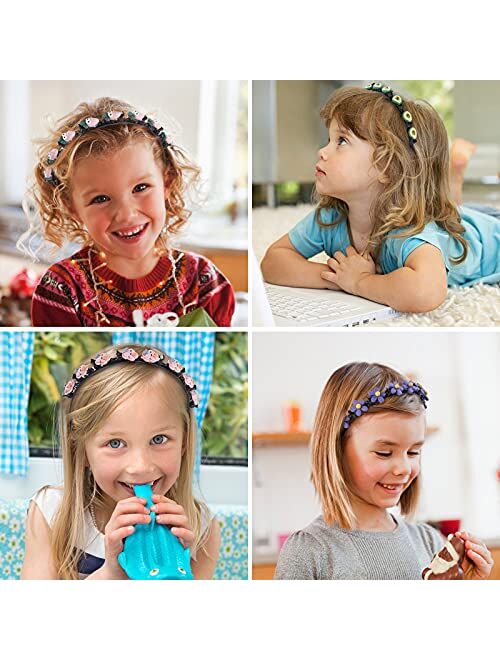 Emisscol 9 Pack Girls Headbands Cute Flower Fruit Hair Bows Children Baby Girls Toddlers Teens Hairband Headbands Hair Accessories (Pack of 9)