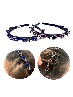 KaiLeQi Rhinestone Fashion headbands for women hair accessories for girls women,double bangs hairstyle hairpin headband Korean braided headbands with clips twist headband