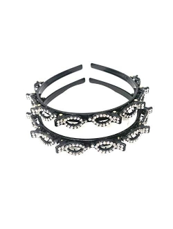 KaiLeQi Rhinestone Fashion headbands for women hair accessories for girls women,double bangs hairstyle hairpin headband Korean braided headbands with clips twist headband