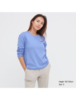 Smooth Stretch Cotton Crew Neck Long-Sleeve T-Shirt