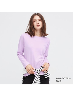 Smooth Stretch Cotton Crew Neck Long-Sleeve T-Shirt