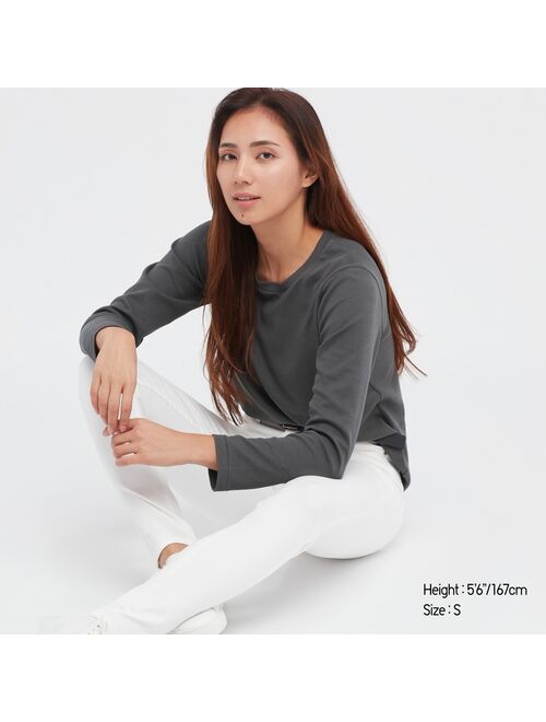 UNIQLO Smooth Stretch Cotton Crew Neck Long-Sleeve T-Shirt