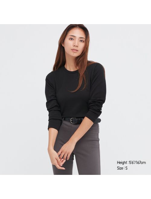 UNIQLO Smooth Stretch Cotton Crew Neck Long-Sleeve T-Shirt