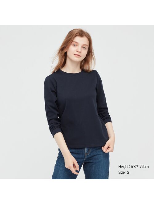 UNIQLO Smooth Stretch Cotton Crew Neck Long-Sleeve T-Shirt