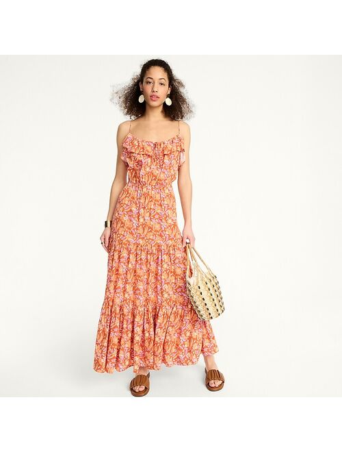 J.Crew Tiered maxi dress in painted block print