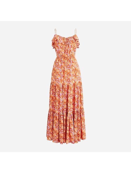 J.Crew Tiered maxi dress in painted block print