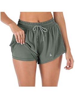 Anna-Kaci Women's Running Shorts Gym Athletic Shorts Pockets