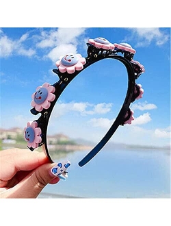 Clisole 2021 Girl Sweet Princess Hairstyle Hairpin, Double Layer Cartoon Headbands with Clips Twist Plait Hair Tools, Summer Little Girl Braided Hair Hairpin, Cartoon Hea