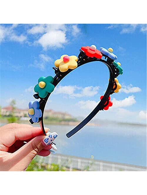 Clisole 2021 Girl Sweet Princess Hairstyle Hairpin, Double Layer Cartoon Headbands with Clips Twist Plait Hair Tools, Summer Little Girl Braided Hair Hairpin, Cartoon Hea