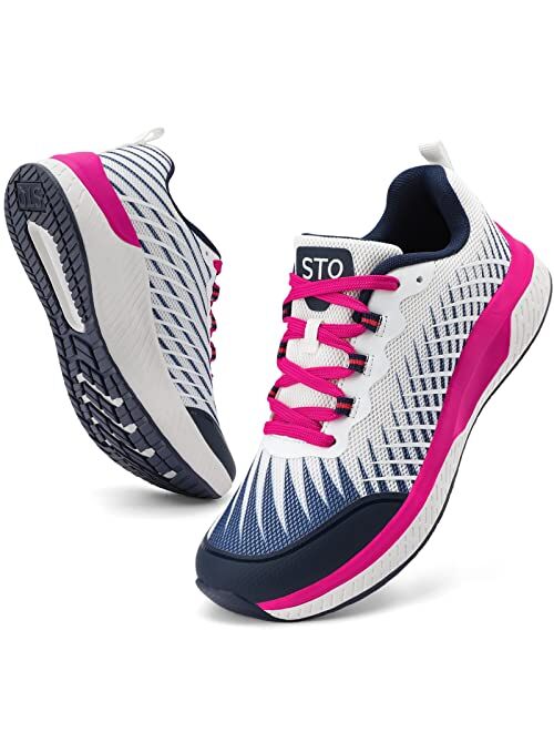 STQ Walking Shoes Women Breathable Cushion Running Tennis Fashion Sneakers with Arch Support