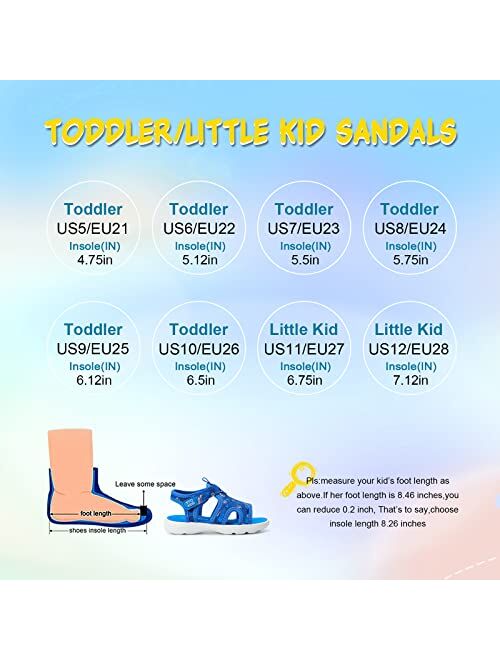 STQ KIDS Toddler Sandals Cute Summer Lightweight Open Toe Slip on Sandals for Boys Girls