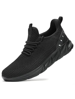 Keezmz Mens Running Shoes Slip-on Walking Sneakers Lightweight Breathable Casual Soft Sole Comfort Gym Work Trainers