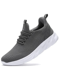 Keezmz Mens Running Shoes Slip-on Walking Sneakers Lightweight Breathable Casual Soft Sole Comfort Gym Work Trainers