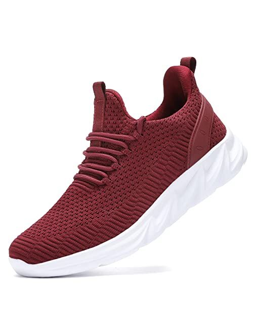 Keezmz Mens Running Shoes Slip-on Walking Sneakers Lightweight Breathable Casual Soft Sole Comfort Gym Work Trainers