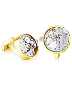 Mens Shirt Cufflinks Working Watch Movement for Wedding Business Gift