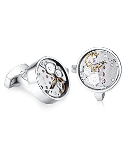 Mens Shirt Cufflinks Working Watch Movement for Wedding Business Gift