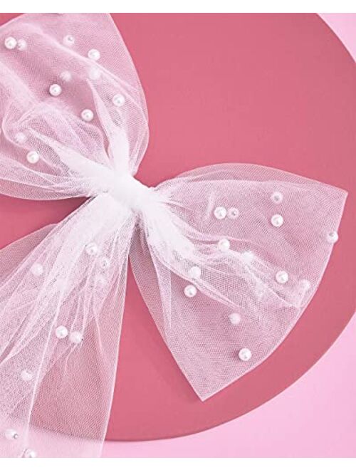 xo, Fetti Bachelorette Party Decorations Pearl White Hair Bow - Bride to Be | Bridal Shower Gift, Bridesmaid Favors