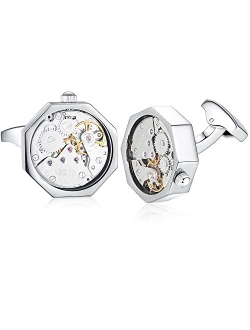 Mens Shirt Cufflinks Working Watch Movement for Wedding Business Gift