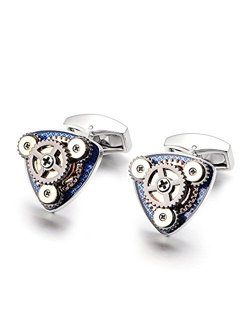 Merit Ocean Sterling Silver Movement Cufflinks Watch Cuff Links Business Wedding Gifts