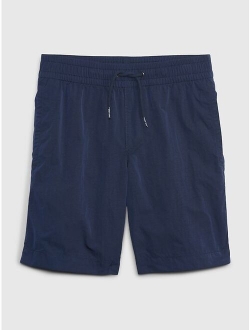 Kids Recycled Nylon Solid E-Waist Lightweight Shorts