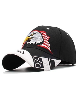 Anna-Kaci USA American Flag Patriotic Eagle Hawk Embossed 3D Adjustable Velcro Baseball Caps Hats