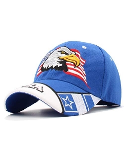 Anna-Kaci USA American Flag Patriotic Eagle Hawk Embossed 3D Adjustable Velcro Baseball Caps Hats