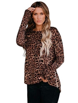 Anna-Kaci Women's Camouflage Long Sleeve Pullover Tunic Top Fall Crewneck Sweatshirts