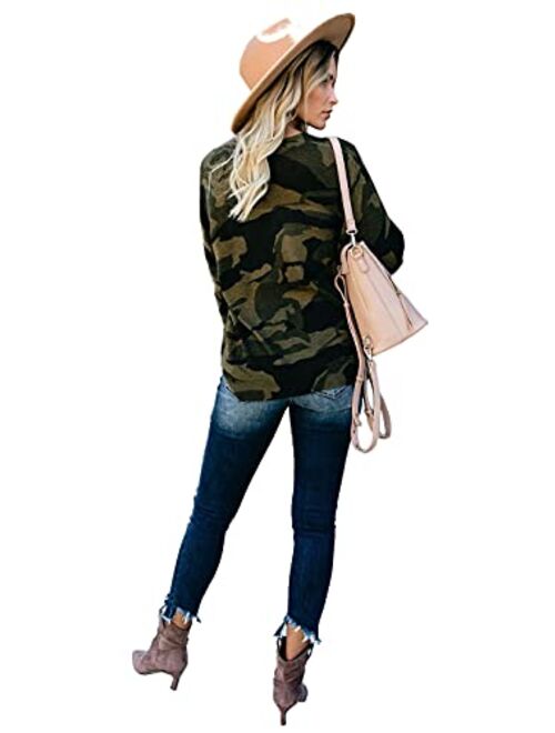 Anna Kaci Anna-Kaci Women's Camouflage Long Sleeve Pullover Tunic Top Fall Crewneck Sweatshirts