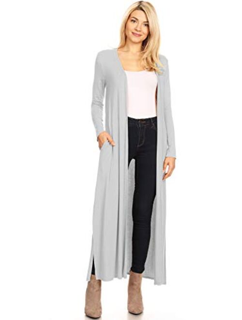 Anna Kaci Anna-Kaci Women's Open Front Drape Cardigans Long Sleeve Maxi Lightweight Duster Coat with Pockets